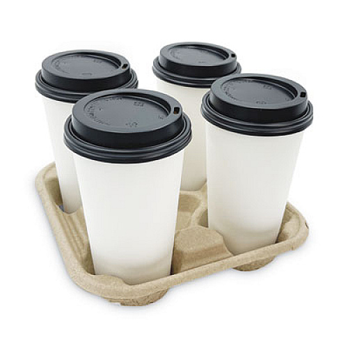 Boardwalk Cup Carrier Tray, 8 oz to 32 oz, Four Cups, Kraft, 300/Carton (4CUPCARRIER)