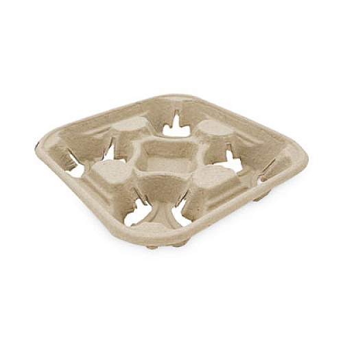 Boardwalk Cup Carrier Tray, 8 oz to 32 oz, Four Cups, Kraft, 300/Carton (4CUPCARRIER)