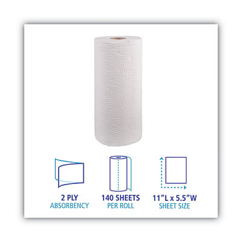Boardwalk Kitchen Roll Towel Office Pack, 2-Ply, White, 5.5"x11",140/Roll,12/Ct (BWK6280)