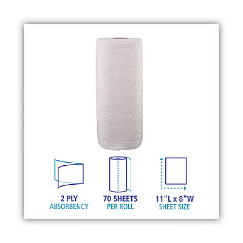 Boardwalk Kitchen Roll Towel, 2-Ply, 11 x 8, White, 70/Roll, 30 Rolls/Carton (BWK6278B)