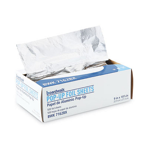 Boardwalk Standard Aluminum Foil Pop-Up Sheets, 63 Gauge, 9 x 10.75, 500/Box, 6 Boxes/Carton (7162)