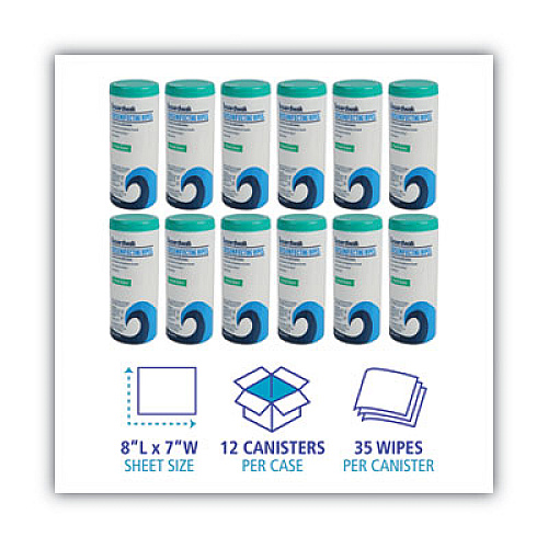 Boardwalk Disinfecting Wipes, 8 x 7, Fresh Scent, 35/Canister, 12 Canisters/Carton (BWK454W35)