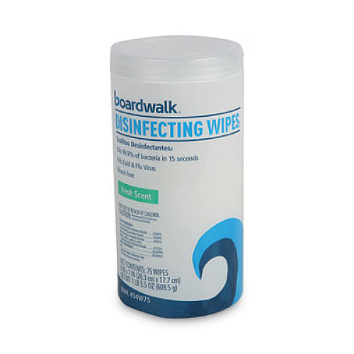 Boardwalk Disinfecting Wipes, 8 x 7, Fresh Scent, 75/Canister, 3 Canisters/Pack (BWK454W753PK)