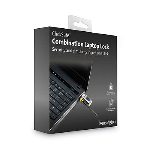 Kensington ClickSafe Combination Laptop Lock, 6ft Steel Cable, Black (64697)