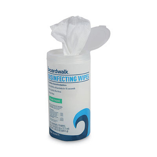 Boardwalk Disinfecting Wipes, 8 x 7, Fresh Scent, 75/Canister, 12 Canisters/Carton (BWK454W753CT)