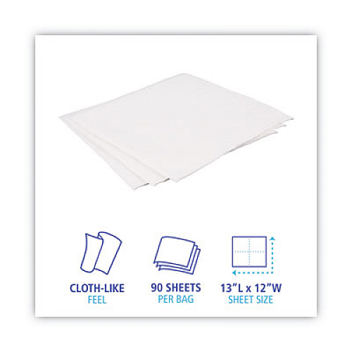 Boardwalk DRC Wipers, 12 x 13, White, 90 Bag, 12 Bags/Carton (V030QPW)