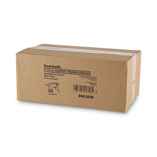 Boardwalk Non-Leaking Trigger Sprayer 300ES, 9.5" Tube, Fits 32 oz Bottles, White, 24/Carton (58109)