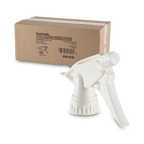 Boardwalk Non-Leaking Trigger Sprayer 300ES, 9.5" Tube, Fits 32 oz Bottles, White, 24/Carton (58109)