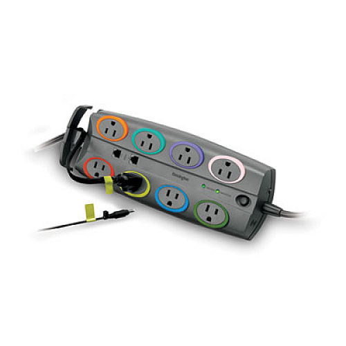 Kensington SmartSockets Premium Adapter Model Surge Protector, 8 AC Outlets, 8 ft Cord, 3,090 J, Dark Gray (62691)