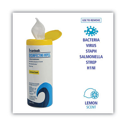 Boardwalk Disinfecting Wipes, 8 x 7, Lemon Scent, 35/Canister, 12 Canisters/Carton (BWK455W35)