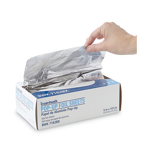 Boardwalk Standard Aluminum Foil Pop-Up Sheets, 63 Gauge, 9 x 10.75, 500/Box, 6 Boxes/Carton (7162)
