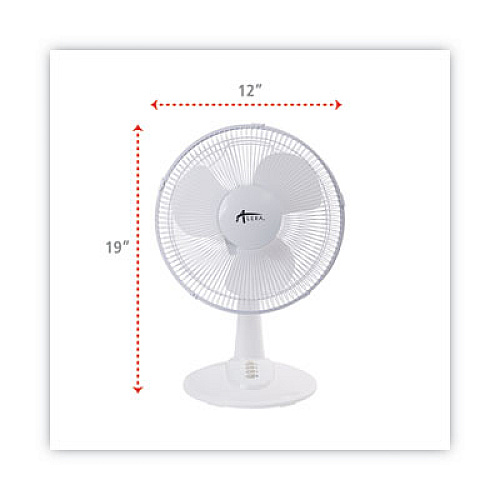 Alera 12" 3-Speed Oscillating Desk Fan, Plastic, White (FAN122W)