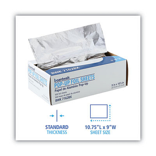 Boardwalk Standard Aluminum Foil Pop-Up Sheets, 9 x 10.75, 500/Box (BWK7162BX)