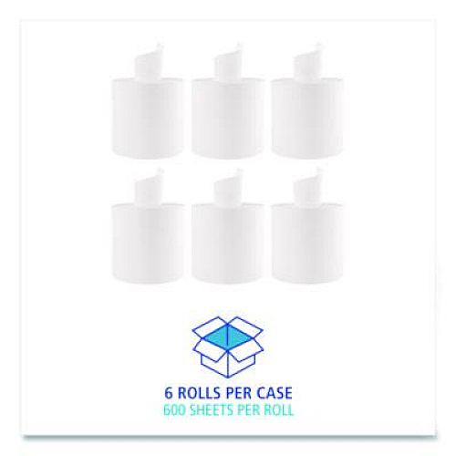 Boardwalk Center-Pull Roll Towels, 2-Ply, 10 x 7.6, White, 600/Roll, 6/Carton (410322)
