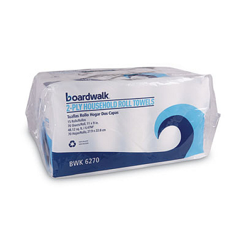 Boardwalk Kitchen Roll Towel Office Pack, 2-Ply, White, 9 x 11, 70/Roll, 15 Rolls/Bundle (BWK6270)