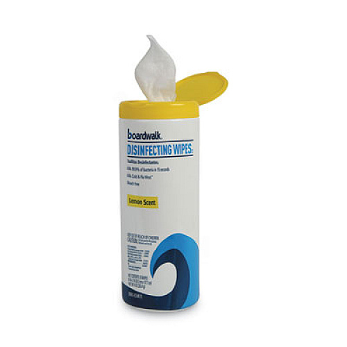 Boardwalk Disinfecting Wipes, 8 x 7, Lemon Scent, 35/Canister, 12 Canisters/Carton (BWK455W35)