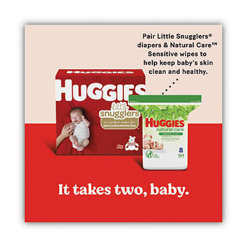 Huggies Natural Care Baby Wipes, Unscented, White, 64/Tub, 4 Tub/Carton (39301)