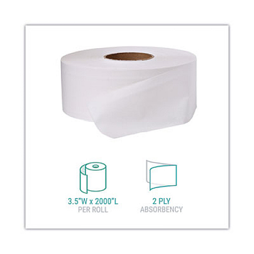 Windsoft Jumbo Roll Bath Tissue, Septic Safe, 2 Ply, White, 3.5" x 2,000 ft, 6 Rolls/Carton (WIN203)