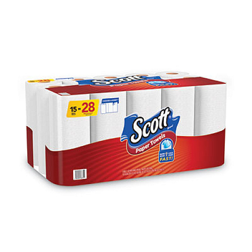 Scott Choose-A-Sheet Mega Roll Paper Towels, 1-Ply, White, 102/roll, 30 Rolls Carton (36371CT)