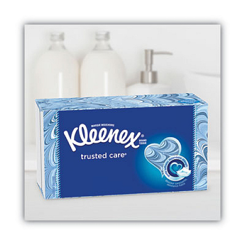 Kleenex TRUSTED CARE FACIAL TISSUE, 2-PLY, WHITE, 144 SHEETS/BOX, 3 BOXES/PACK, 12 PACKS/CARTON (50219CT)