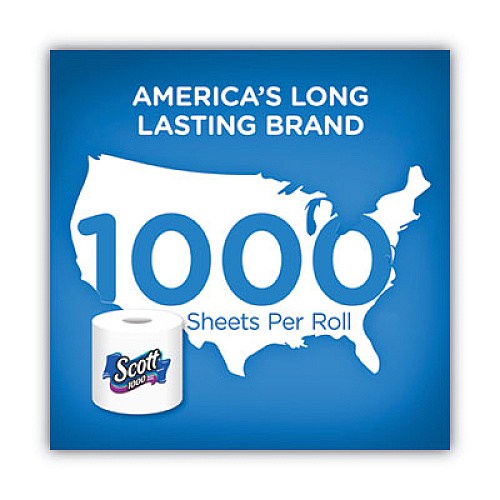 Scott 1000 Bathroom Tissue, Septic Safe, 1-Ply, White, 1,000 Sheets/Roll, 20 Rolls/Pack, 2 Packs/Carton (20032CT)