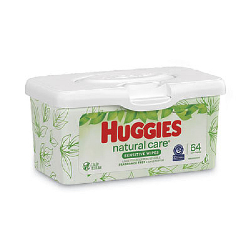 Huggies Natural Care Baby Wipes, Unscented, White, 64/Tub, 4 Tub/Carton (39301)