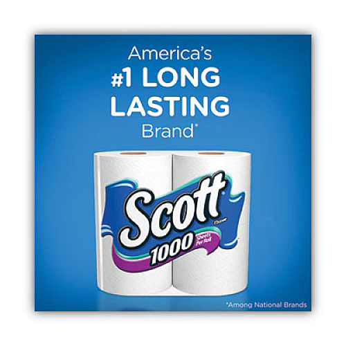Scott 1000 Bathroom Tissue, Septic Safe, 1-Ply, White, 1,000 Sheets/Roll, 20 Rolls/Pack, 2 Packs/Carton (20032CT)