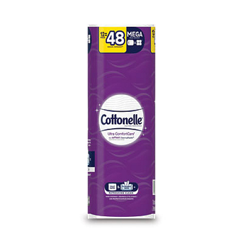 Cottonelle Ultra ComfortCare Toilet Paper, Soft Bath Tissue, Mega Rolls, Septic Safe, 2-Ply, White, 284 Sheets/Roll, 12 Rolls/Pack (48596)