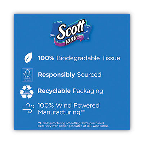 Scott 1000 Bathroom Tissue, Septic Safe, 1-Ply, White, 1,000 Sheets/Roll, 20 Rolls/Pack, 2 Packs/Carton (20032CT)