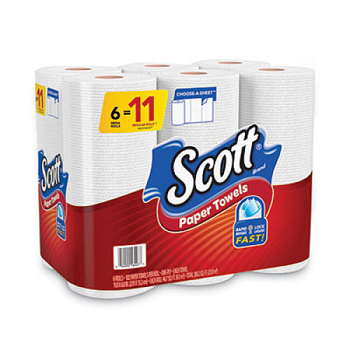 Scott Choose-a-Size Mega Kitchen Roll Paper Towels, 1-Ply, 102/Roll, 6 Rolls/Pack, 4 Packs/Carton (16447)