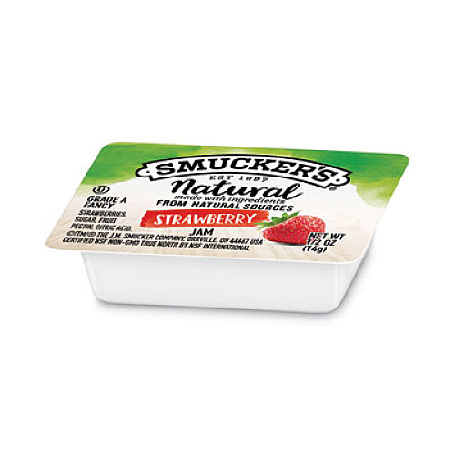 Smucker's Smuckers 1/2 Ounce Natural Jam, 0.5 oz Container, Strawberry, 200/Carton (8201)