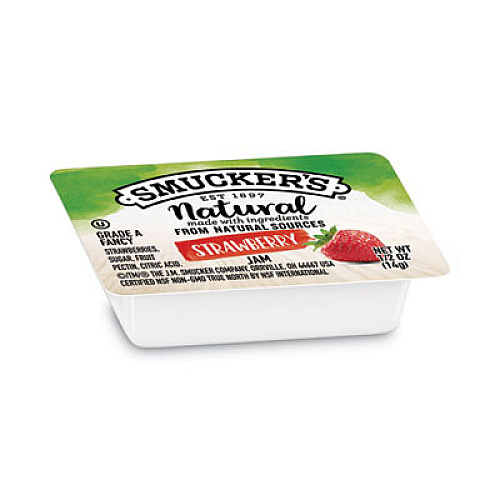 Smucker's Smuckers 1/2 Ounce Natural Jam, 0.5 oz Container, Grape; Strawberry, 200/Carton (2994)
