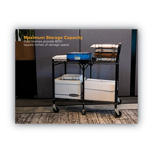 Bostitch Stowaway Folding Carts, 2 Shelves, 29.63w x 37.25d x 18h, Black, 250 lb Capacity (BSACSMBLK)