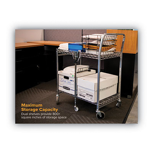 Bostitch Stowaway Folding Carts, 2 Shelves, 29.63w x 37.25d x 18h, Chrome, 250 lb Capacity (BSACSMCR)