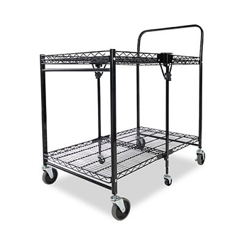 Bostitch Stowaway Folding Carts, 2 Shelves, 35w x 37.25d x 22h, Black, 250 lb Capacity (BSACLGBLK)