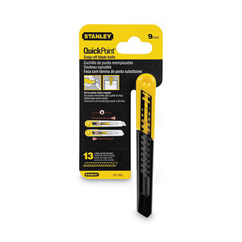 Stanley Straight Handle Knife w/Retractable 13 Point Snap-Off Blade, Yellow/Gray (10150)