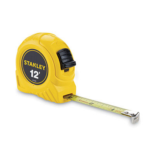 Stanley Bostitch Power Return Tape Measure with Belt Clip, 0.5 x 12 ft, Yellow (30485)