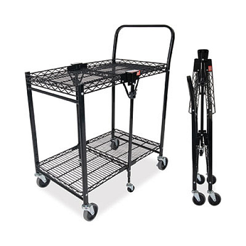 Bostitch Stowaway Folding Carts, 2 Shelves, 29.63w x 37.25d x 18h, Black, 250 lb Capacity (BSACSMBLK)
