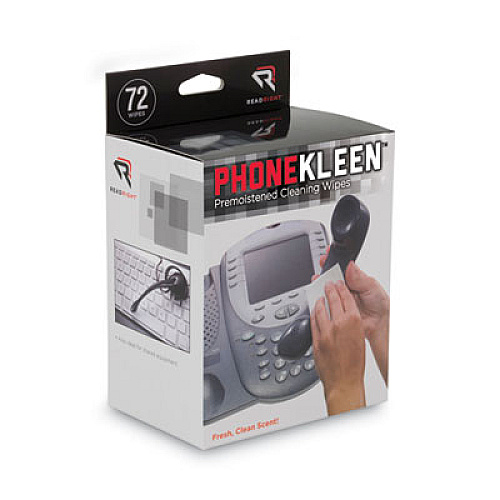 Read Right PhoneKleen Premoistened Antibacterial Wipes, Cloth, 5 x 5, 72/Box (RR1303)