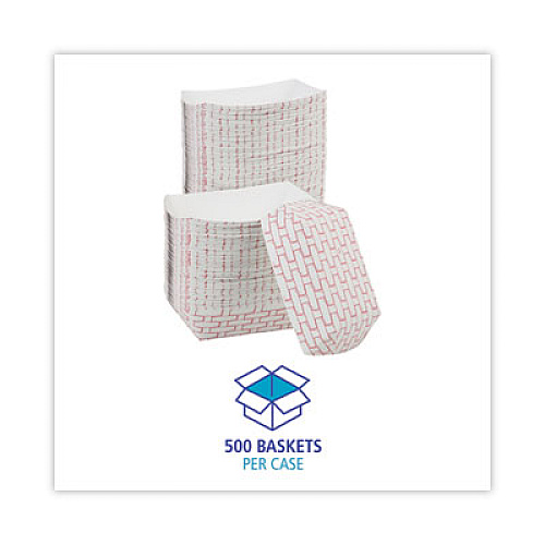 Boardwalk Paper Food Baskets, 2.5 lb Capacity, Red/White, 500/Carton (30LAG250)