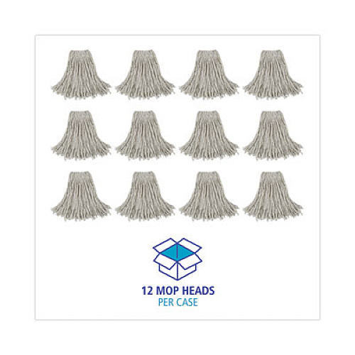 Boardwalk Cut-End Wet Mop Head, Cotton, #24, White 12/Carton (2024CCT)