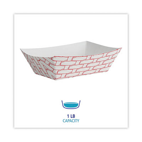 Boardwalk Paper Food Baskets, 1 lb Capacity, Red/White, 1,000/Carton (30LAG100)