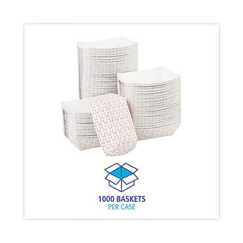 Boardwalk Paper Food Baskets, 0.5 lb Capacity, Red/White, 1,000/Carton (30LAG050)