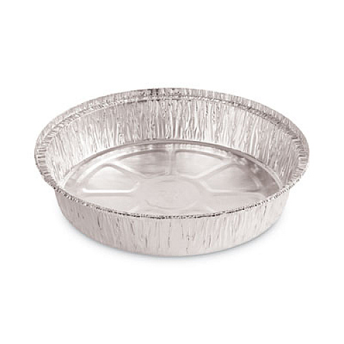 Boardwalk Round Aluminum To-Go Containers, 300 Gauge, 48 oz, 9" Diameter x 1.66" h, Silver, 500/Carton (ROUND9)