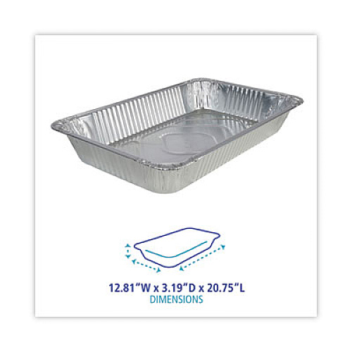 Boardwalk Aluminum Steam Table Pans, Full-Size Deep, 620 Gauge, 3.19" Deep, 12.81 x 20.75, 50/Carton (STEAMFLDP)