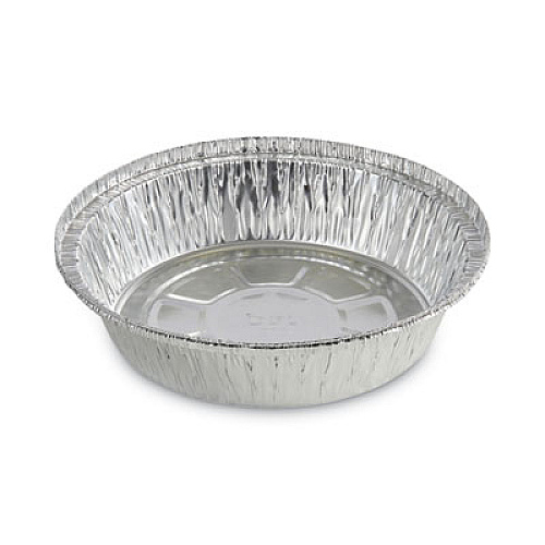 Boardwalk Round Aluminum To-Go Containers, 250 Gauge, 24 oz, 7" Diameter x 1.47" h, Silver, 500/Carton (ROUND7)