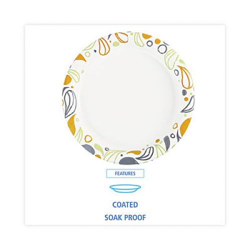 Boardwalk Deerfield Printed Paper Plates, 9" dia, Coated/Soak Proof, White/Yellow/Green/Purple, 125/Pack, 8 Packs/Carton (DEER9PLT)