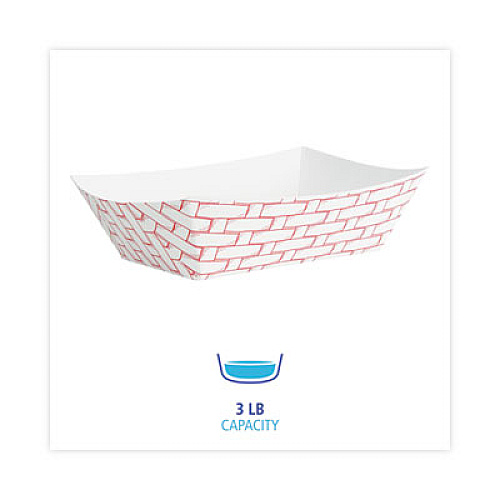 Boardwalk Paper Food Baskets, 3 lb Capacity, Red/White, 500/Carton (30LAG300)