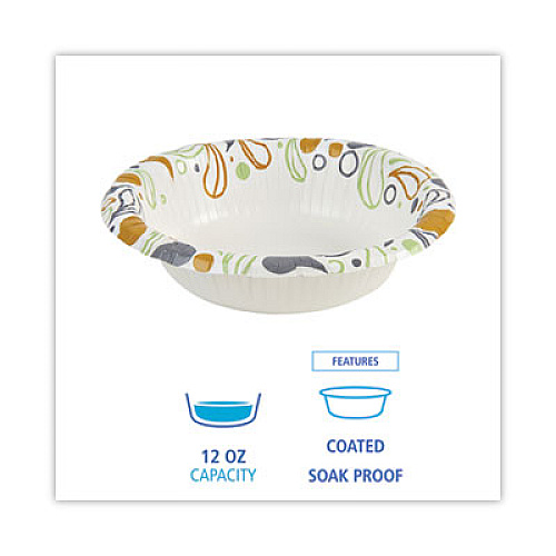 Boardwalk Deerfield Printed Paper Bowl, 12 oz, Coated/Soak Proof, Multicolor, 125/Pack, 8 Packs/Carton (DEER12BOWL)