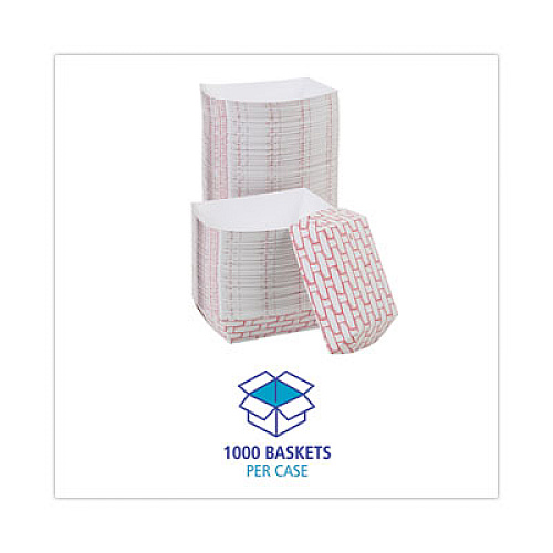 Boardwalk Paper Food Baskets, 2 lb Capacity, Red/White, 1,000/Carton (30LAG200)
